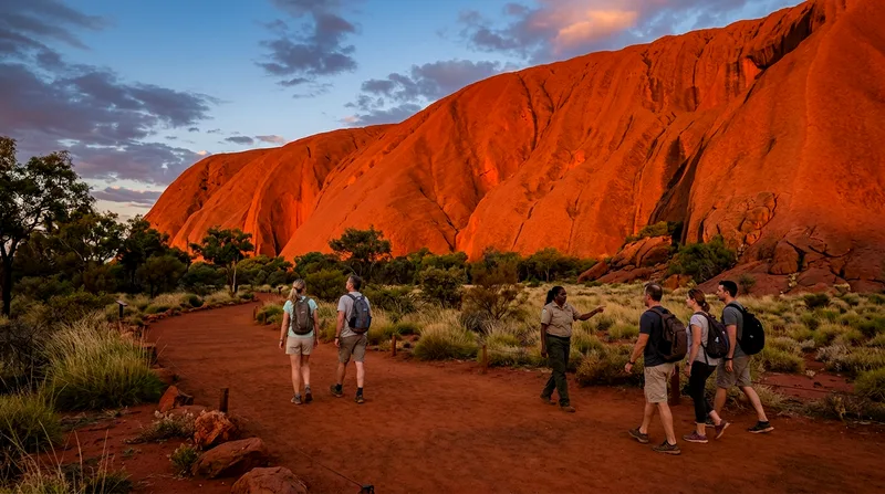 Uluru base walk tour at sunset with minimal crowds